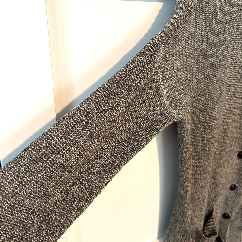 Eileen Fisher Women's Black and Cream Grandpa Cardigan Sweater in Size L - Picture 6 of 11